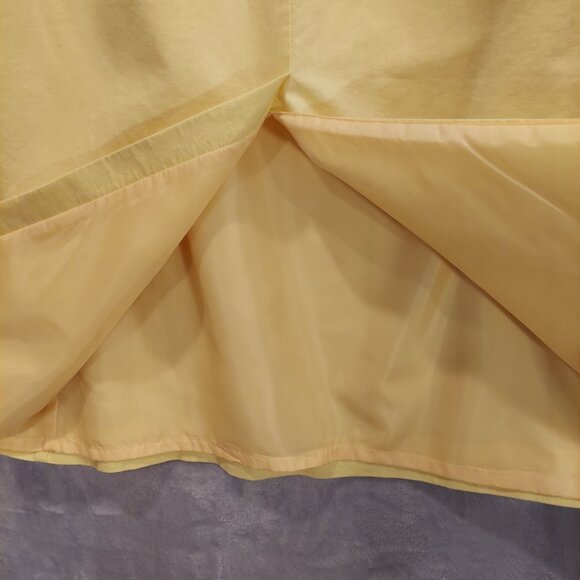 Adolfo Studio Womans 14 Skirt Yellow Linen Cotton lined Midi Career Preppy - Picture 10 of 13